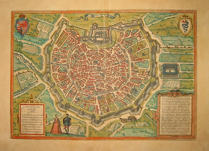 Braun Georg (1541-1622) - Hogenberg Franz (1535-1590) Mediolanum Metropolis Insubrum, vulgo Milano... 1598 Colonia